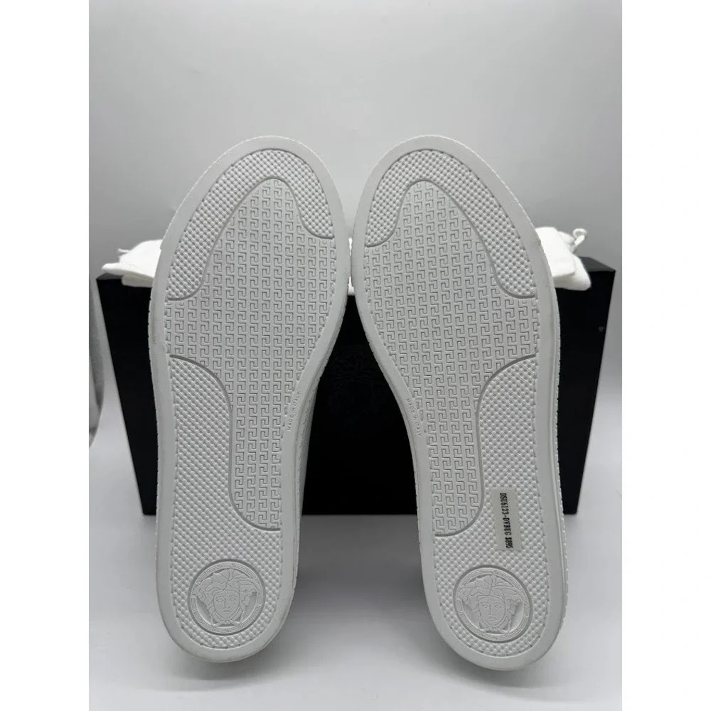 Versace Medusa Head White Leather Slip On Sneakers DSU6123 Men Size 39 NEW